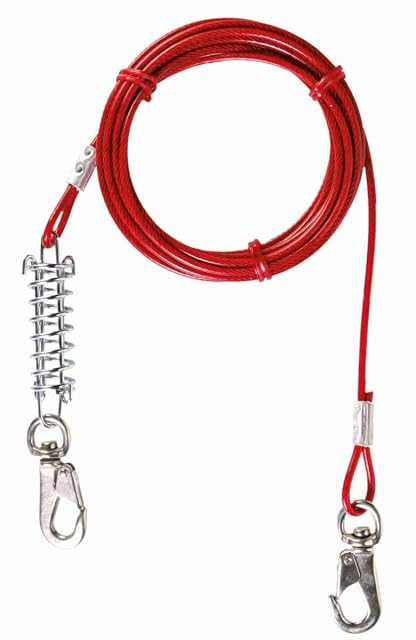 TRIXIE Cable plastificado con muelle, 5 m, Rojo, Perro