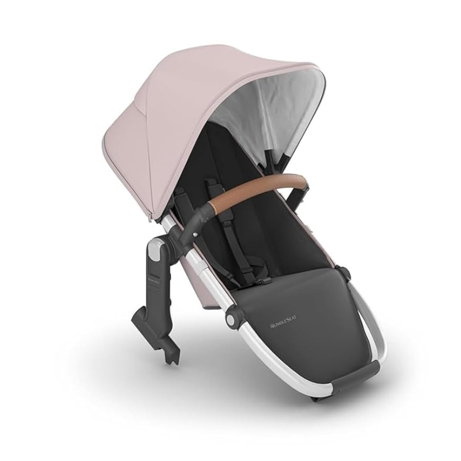 RumbleSeat V2 Multi-Position Stroller Seat – Alice – Dusty Pink with Silver Frame and Saddle Leather – Adjustable Recline, UPF 50+ Canopy, 5-Point Harness