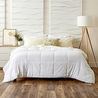Cosy House Collection Luxury Down Alternative Comforter - Blend of Rayon Derived from Bamboo - Bedroom Essentials - All Season Use - Box Stitch Construction & Duvet Loops (Full/Queen, White)