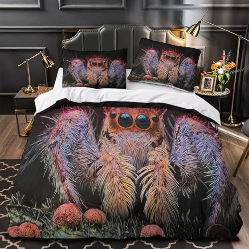 Parure de couette araignée sauteuse 3D en microfibre résistante