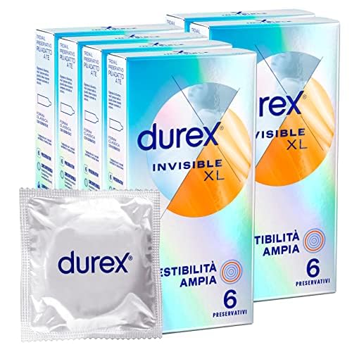 Durex Preservativos invisibles ultrafinos (0,05 mm) de alta sensibilidad XL, extralargo 36 profilácticos