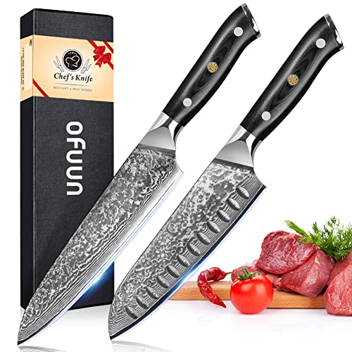 oFuun Set de Cuchillos de Cocina Profesional, 2 Piezas de Cuchill...