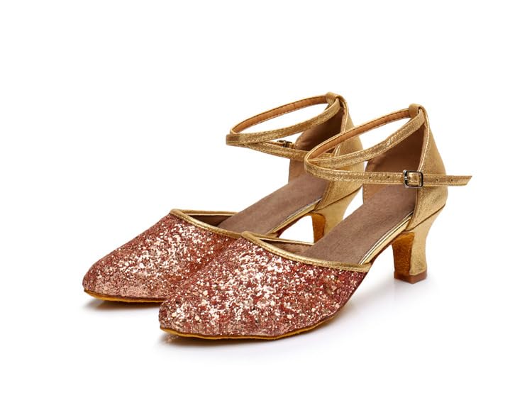 Womens Latin Dance Shoes Heeled Ballroom Salsa Tango Party Flamenco Latin Sequin Comfortable Non-slip Dance Shoes2