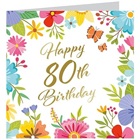 Traditional Birthday Greetings Card For 80th Birthday | Foiled Gold Birthday Card| For Mum Sister Friend Cover