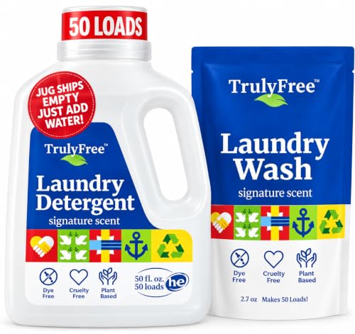Truly Free Natural Laundry Detergent - 1 Jug + 1 Fill Pack, 50 Loads