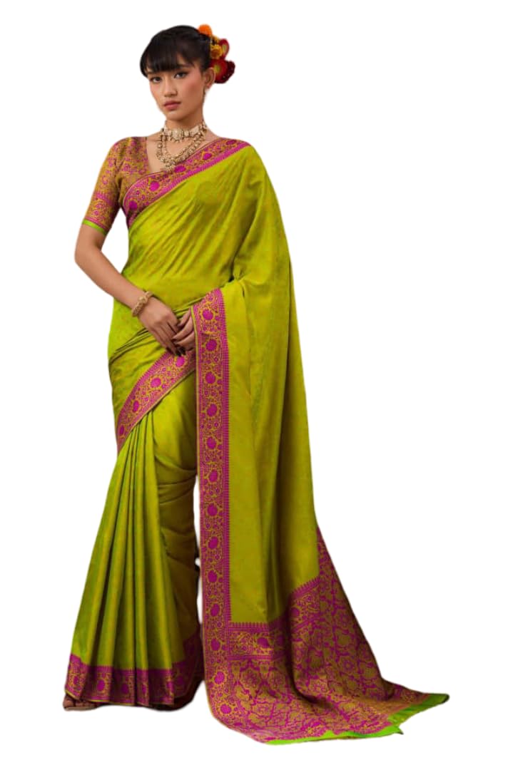 DC ELEMENTS Indian Traditional Silk Saree for Women Ethnic Designer Wedding & Festive Wear Sari Bollywood Inspired Saree (004)
