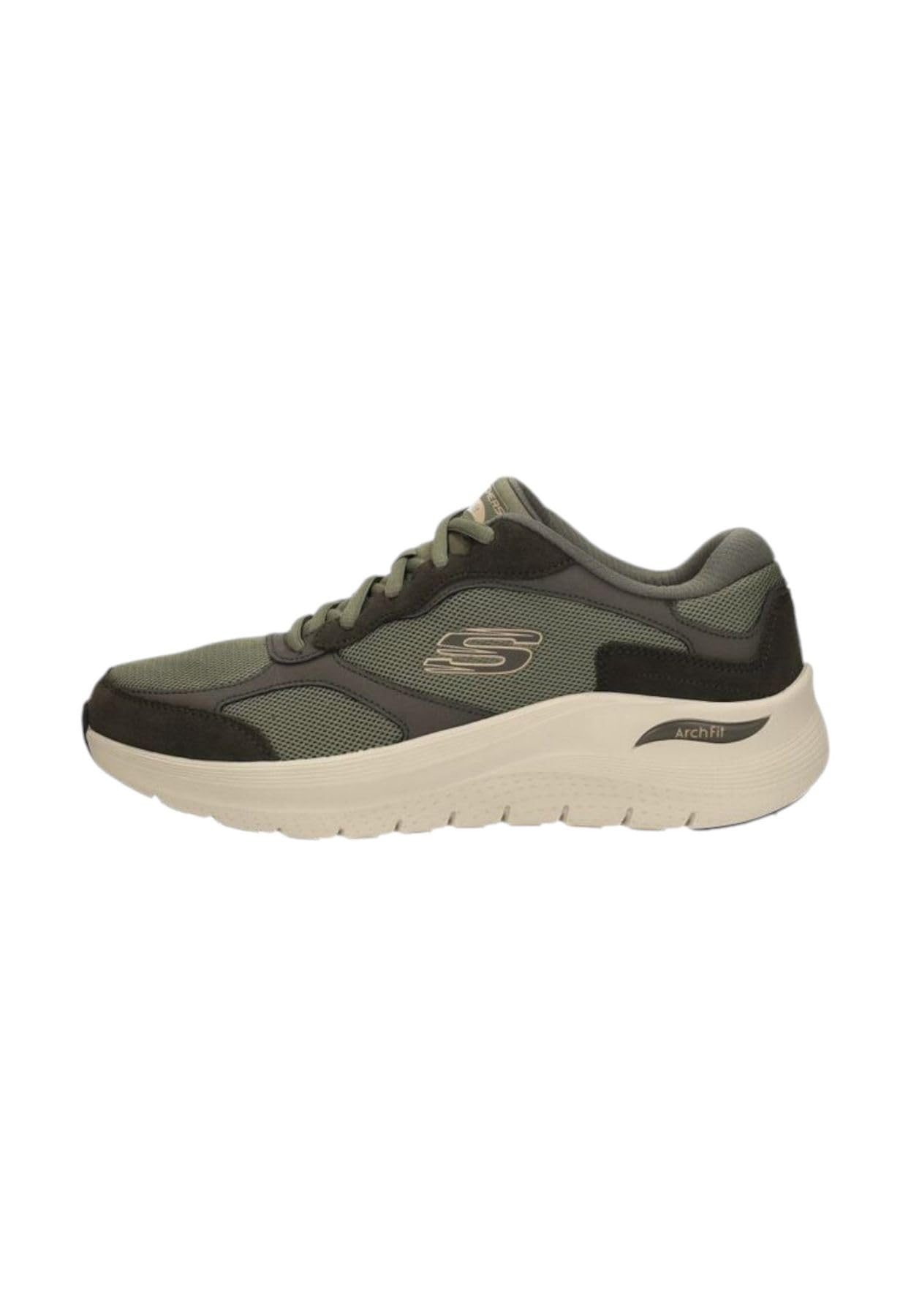 Skechers Men's Arch Fit 2.0 The Keep Sneaker, Olive Suede/Mesh/Duraleather/Trim, 7.5 UK