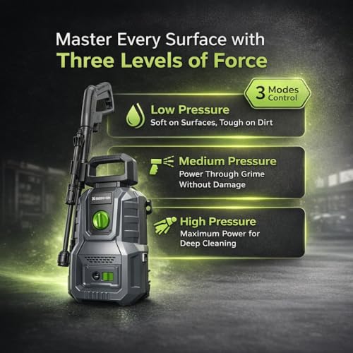 Image of Senkai Impreza Car Washer High Pressure | 1600W & 130 Bar Powerful Motor | Max Pressure 6.5 L /min Flow Rate with On /Off Switch | 5m Outlet Hose Pressure Washer for car Bike and Home Cleaning