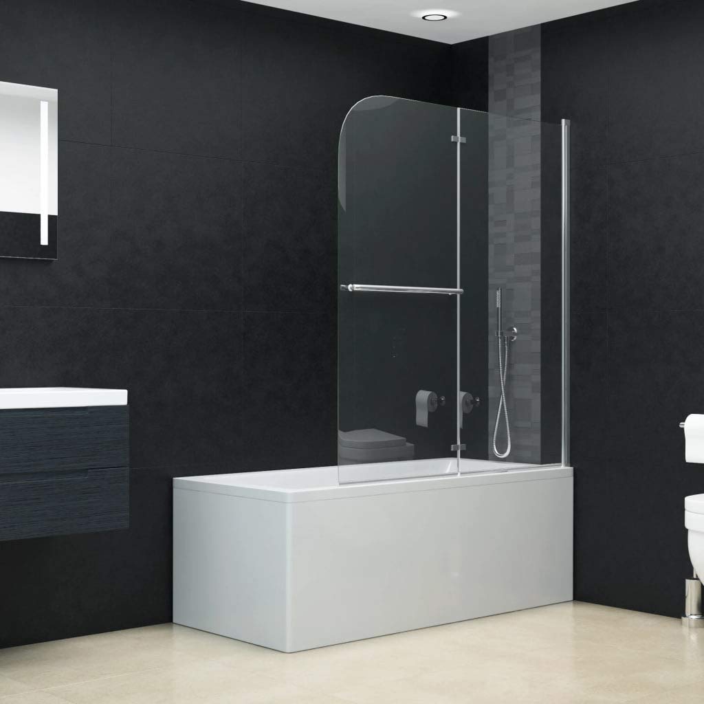 Mampara de Ducha Plegable 2 Paneles ESG 95x140 cm, Mampara Bañera, Mampara Baño Ducha, Cabina De Ducha, Mampara Baño