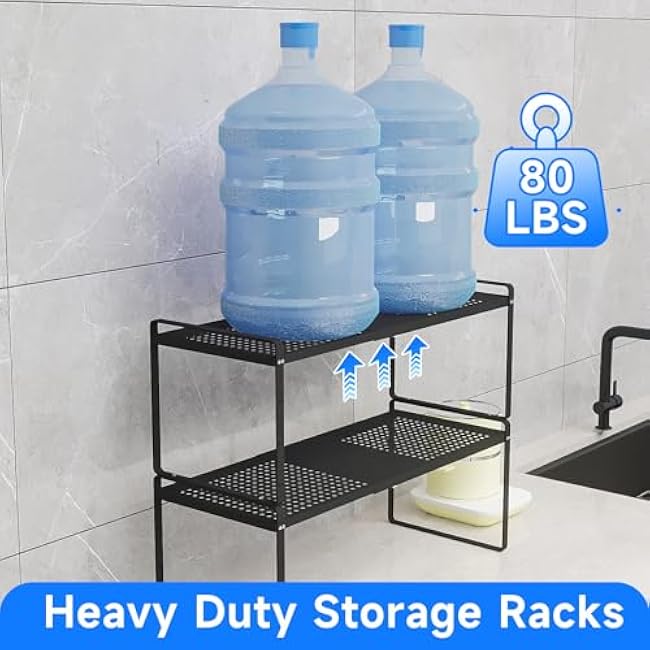 Cabinet Shelf Organizers Black 1 Pack