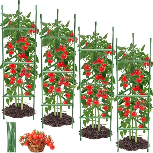 4PCS Tomato Cages for Garden, Tomato Trellis for Raised Garden Bed, 51.2' Tall Cage Plant Support...