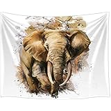 ANLAI 油絵アフリカ象のタペストリー寝室リビングルーム寮テレビ背景ートタペストリー家の装飾のための寝室の居間 150cm x 130cm
