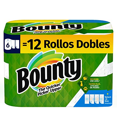 Image of Bounty Select-A-Size Paper Towels, White, 6 Double Rolls = 12 Regular Rolls (Packaging May Vary)