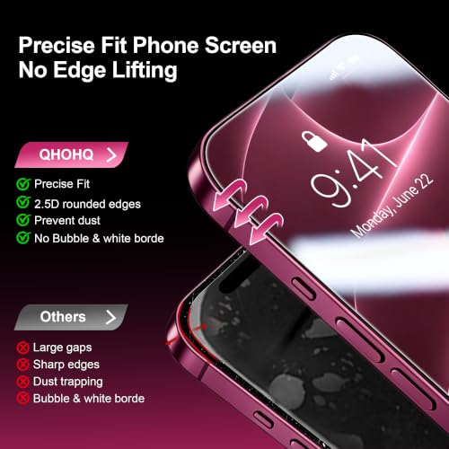 QHOHQ für iPhone 18 Pro Max für Panzerglas, 9H+ Schutzfolie, 3+3 Stück – Ansicht 4