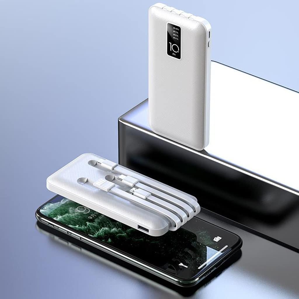 JJJ Samodzielny mini powerbank 20 000 mAh przenośny powerbank do szybkiego ładowania o dużej pojemności (kolor: biały)