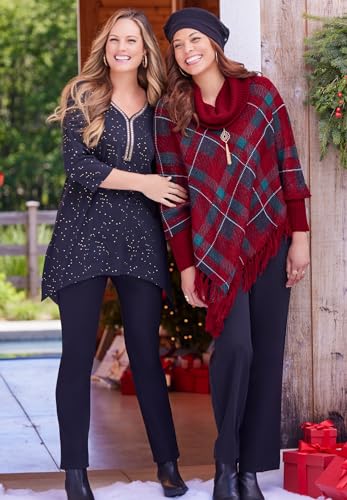 Catherines Women's Plus Size Fringe Poncho Duet4