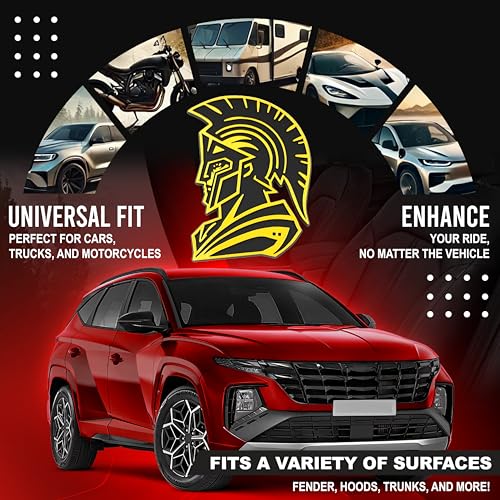 Image of Spartan Emblem 3D Warrior Badge, Custom Car Decal Sticker - Durable Exterior Trunk, Hood, Fender for Car, Truck, SUV (Set of 2) (Yellow)