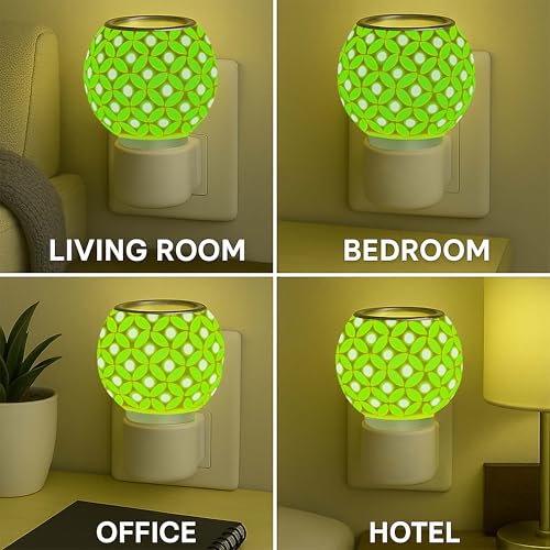 Image of Kapoor Dani Electric Camphor Diffuser /Bakhoor Aroma Oil /Dhoop Burner /Home Fragrance Room Freshener /Night Lamp for Office On /Off Button for Heating (Green)