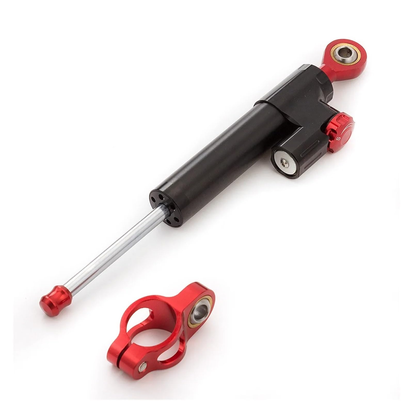 Motorrad Lenkungsdämpfer Für CFMOTO CF Moto 450SR 450SS Für 450SRS 450 SR SS SRS Motorrad Aluminium Lenkung Dämpfer Stabilisator Lenkungsdaempfer Aluminium(Black with RED)