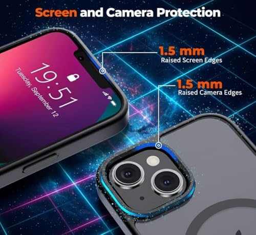 Image of keeshar MagPro case for Apple iPhone 15 v2 MagSafe Compatible Protective Cover with Strong Magnetic Adsorption, Shockproof Armor, Scratch Resistant Polycarbonate Hard Back | Translucent Matte Black