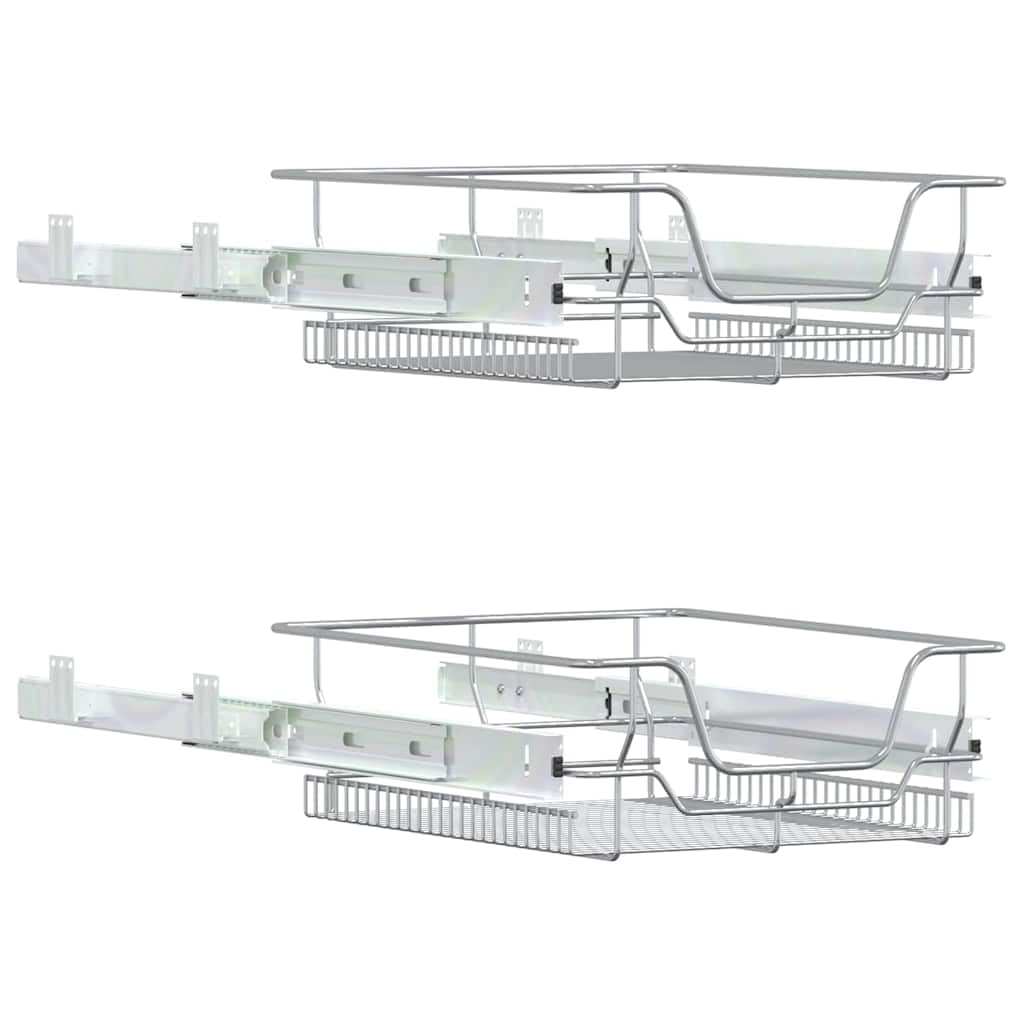 INLIFE Küchen-Drahtkörbe 2 STK. Ausziehbar Silbern 45 cm,Heim & Garten,Küche & Esszimmer,Küchenhelfer & -utensilien,Küchenorganizer,Küchenutensilienhalter & -ablagen,Silber,7.1 KG,358372