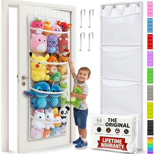 The Original Stuffed Animal Storage (Patented) - Over Door Organizer for Stuffies, Toy Plush/Hammock Baby Hanging Storage Net Big Girls Toddler Large Bag Animals