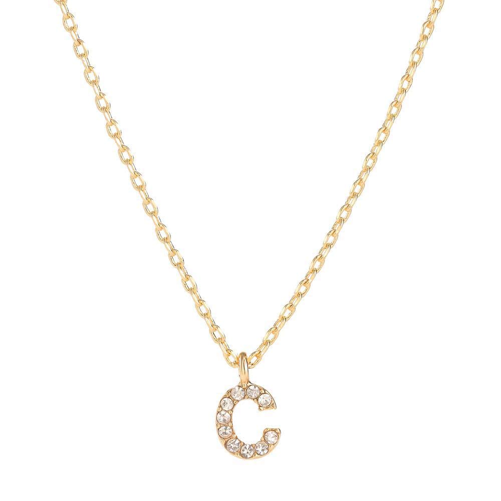 18K Gold Plated Initial Choker Necklace for women Cubic Zirconia Personalized Letter Pendant Necklace