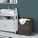 SONGMICS Handwoven Laundry Basket, Synthetic Rattan Clothes Hamper with Lid and Handles, Foldable, Removable Liner Bag, Brown ULCB51BR