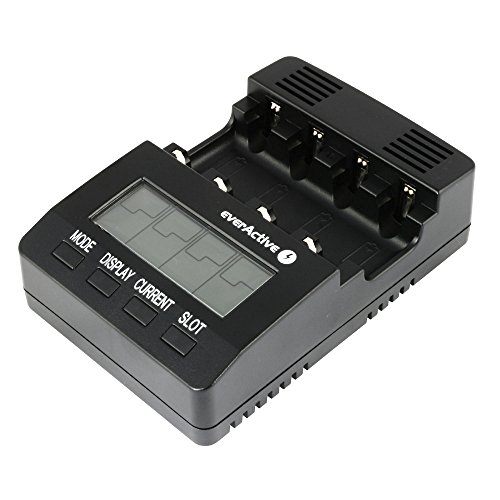 everActive Ladegerät für 4 Akkus AAA AA, professionell und schnell, LCD Anzeige, Kapazitätstest, interner Widerstandstest, Modell: NC-3000