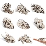 Bbiamsleep Realistische Tierschädel Figur Harz Mini Dinosaurier Alien Monster Schädel Simulierte Monster Skelett Kopf Tier Schädel Dekor Ornament für DIY Projekte Halloween Weihnachten Dekoration 8