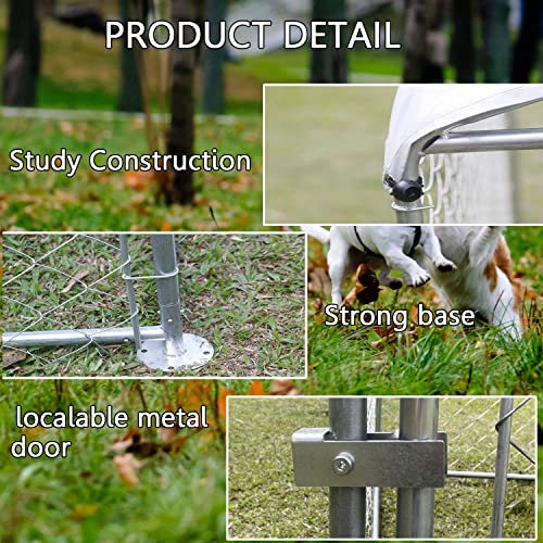 Dog Kennel Outdoor With Roof Dog Kennel Cage Withwater-Resistant Cover Heavy Duty Outdoor Fence Dog Cage Galvanized Steel Dog Fence For Backyard Garden (78.74" L X 78.74" W X 59" H) #TOP4