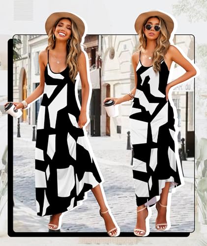 Image of Wolddress Womens Maxi Dress with Pockets 2026 Casual Strap Plus Size Loose Plain Long Office Summer Beach Travel Dresses S-5X