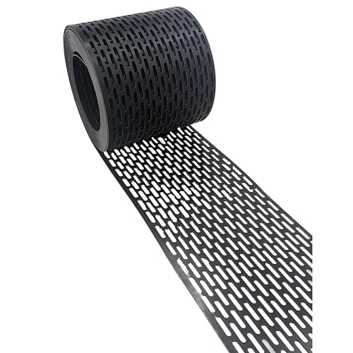 Grille de ventilation toiture 5 m x 8 cm – Closoir pare-oiseau en polypropylène noir – Bande d’aération anti-insectes et anti-rongeurs pour façade, toit et gouttière