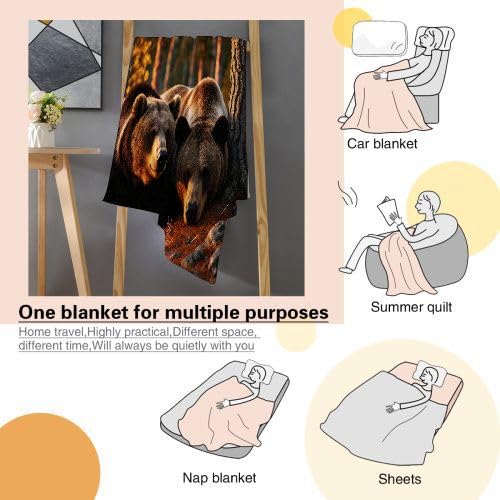Mantas para Sofas Grandes 220x240 Oso Pardo Animal, Manta Termica Franela Mantilla Felpa para Cama 135/150, Mantitas Polar Suave y Cálida para Perro Mascota Habitacion Dormitorio_A1709
