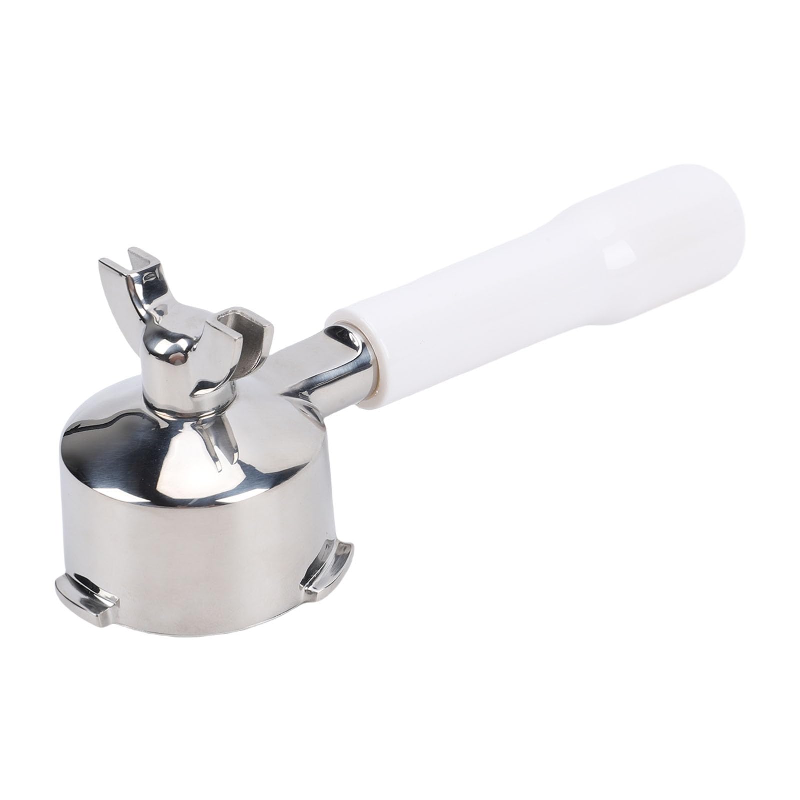 Aramox Portafiltro de café, Portafiltro sin Fondo con Agarre Ergonómico de Acero Inoxidable con 3 Boquillas para Baristas Domésticos y Máquinas de café Expreso (WHITE)