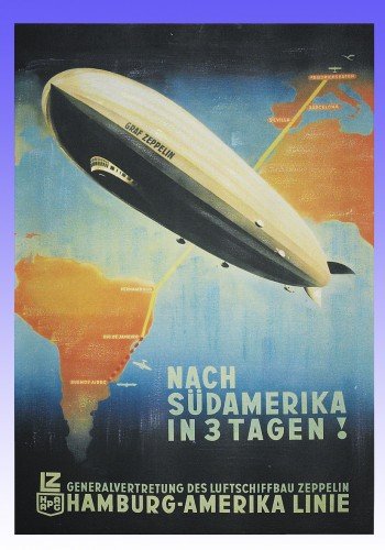Toile Zeppelin 1930 Amerika Linie affiche d'art historique premium 50x71