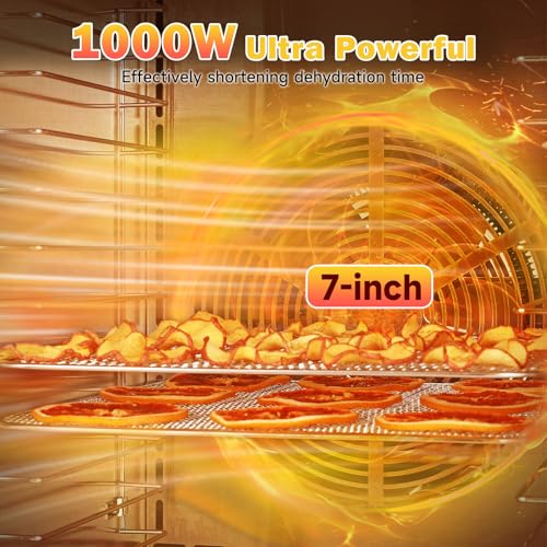 Image of SUCISENI Food Dehydrator for Jerky, 10 Stainless Steel Trays 9ft Dehydrator Machine, 1000W Dehydrator with 24H Timer 195℉ Temperature Control for Meat, Fruits, Veggies, Dog Treats
