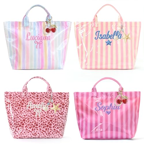 Image of Personalized Waterproof Beach Tote Bag for Women, PVC Sandproof Pool Handbag for Summer, Bridesmaids Birthday Gifts