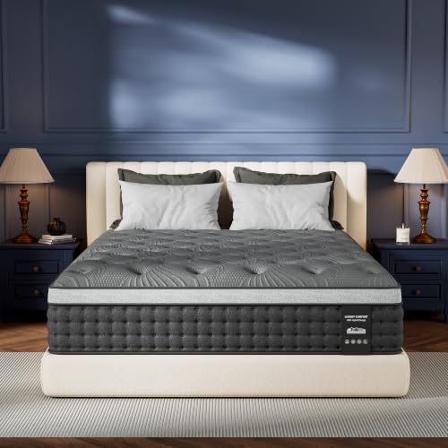 Image of Extra Firm Queen Mattress 14 Inch,Luxury Cooling Hybrid Mattress in a Box | Hotel Collection with 5-Zone Support for Spinal Alignment, Extra Back Pain Relief, Fiberglass-Free,365-Night Trial