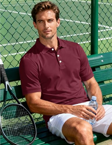 Image of MAGCOMSEN Men's Polo Shirts 3 Buttons Casual Work T Shirts Quick Dry Short Sleeve Golf Shirt Pique Jersey Outdoor Performance
