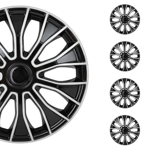 SCITOO 4pcs Wheel Rim Cover Hubcaps Set of 15-Inch Black & Silver can be Easily Installed on Car Truck SUV,Suitable for a Variety of Models,Beautiful and Rust-Proof.