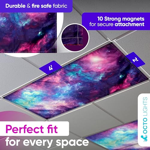 Image of Magnetic Fluorescent Light Covers for Ceiling Lights - Astronomy Cover for Fluorescent & LED Fixture - Must Haves for Teacher Supplies - Classroom, Home, Office Decor - Shield Overhead Lighting