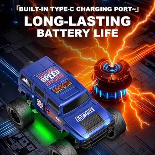 Image of 1 /64 Mini RC Car 2.4G Remote Control Crawler Truck with Trailer 4WD Off-Road All Terrain Vehicle with DIY Stickers, Full Proportional, 2 Speed Control, LED
