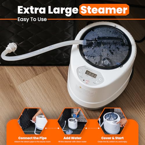 Portable Steam Sauna Box for Home, 5 Layer Waterproof, Portable Steam Sauna with 4L Steamer, Remote Control & Folding Chair, Indoor & Outdoor to Relax & Detox, 36" x 36" x 71" (Black) - Image 5