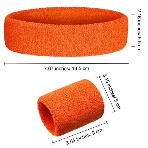 Image of Bememo 6 Pcs Neon Sports Sweatbands Set Sports Competitions Sweatbands 2 Headband 4 Wristbands Breathable Terry Cloth Athletic Bands for Team Soccer Spirit 80s Costumes Cosplay
