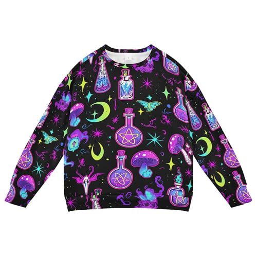 JUNZAN Neon Goth Magic Witch Little Girls Sweatshirts Hoodies Long Sleeve Hoodies for Girls Athletic 4T