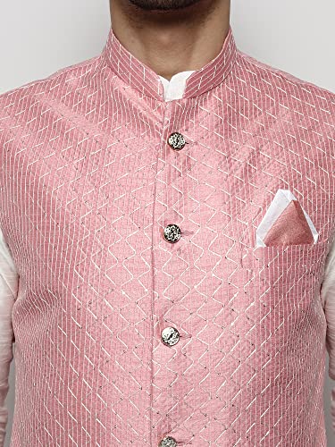 Image of Uri and MacKenzie Men's Silk Blend Kurta Churidar Pyjama with Stylish Nehru Jacket