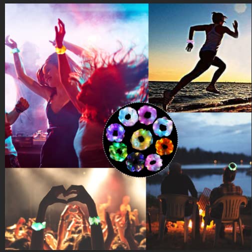 9 Elastici Per Capelli Luminosi LED Per Donna - 3 Modalità Di Luce - Fosforescenti Al Buio Per Feste Rave E Neon - 5