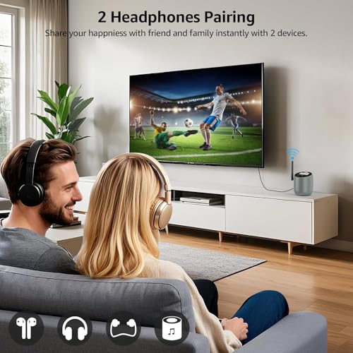 1Mii DS70 Bluetooth 5.3 TV Transmitter for 2 Headphones/Speakers w/ Screen - image 4