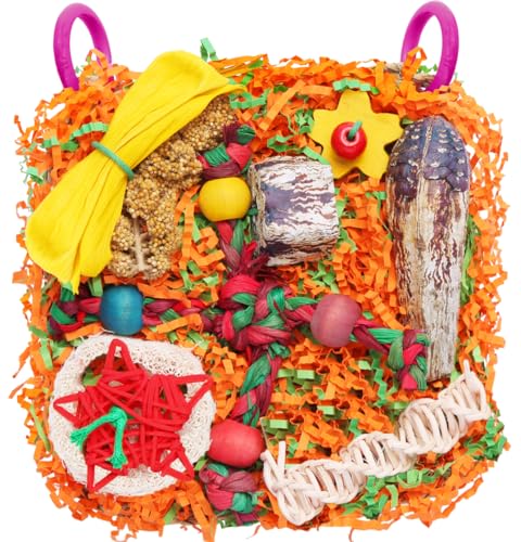 Bird Toys for Small & Medium Parrots - Natural Foraging & Shreddi...